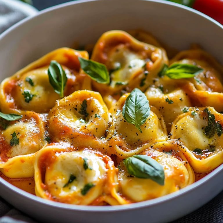 Tortellini-Auflauf mit Tomaten und Mozzarella