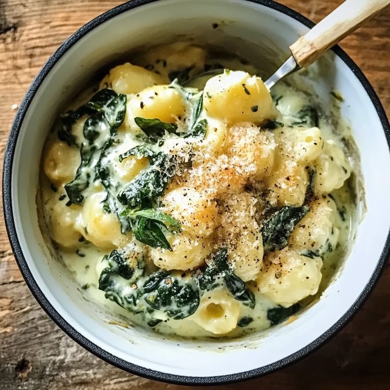 Cremiger Pesto-Spinat-Gnocchi-Auflauf