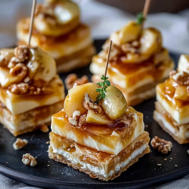 Apfel-Camembert-Spieße mit Walnüssen