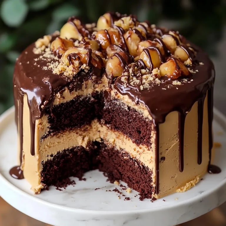 The Best Chocolate Snickers Cake