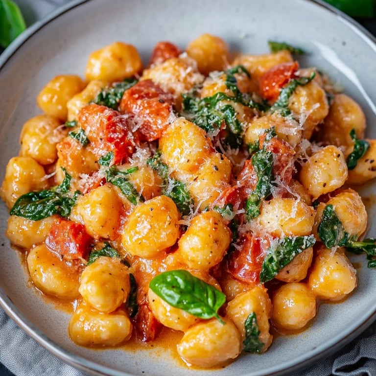 Schnelle Gnocchi-Pfanne mit Tomate & Spinat