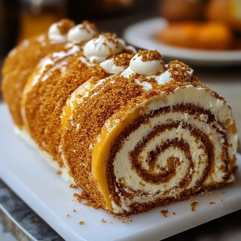 Creamy Pumpkin Spice Roll Cake