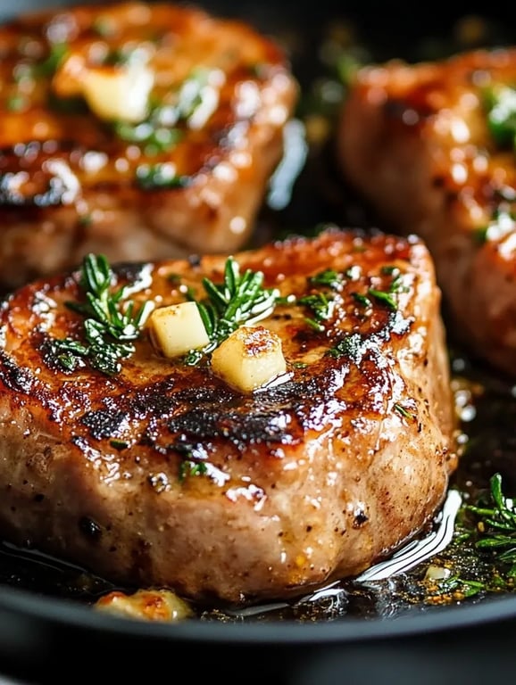 Garlic Butter Pan Seared Pork Chops