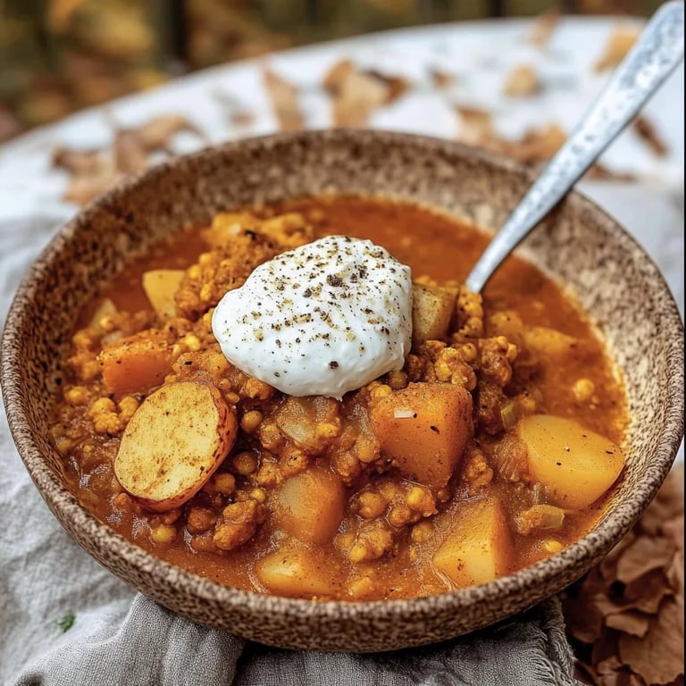 Kartoffel-Kürbis-Linsengulasch