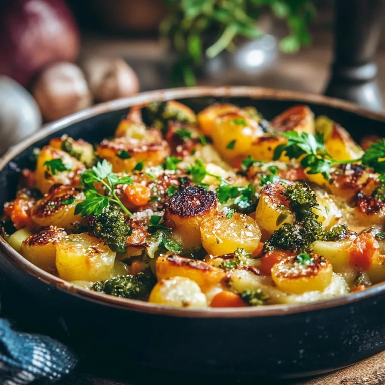 Einfacher Kartoffel-Rosenkohl-Auflauf