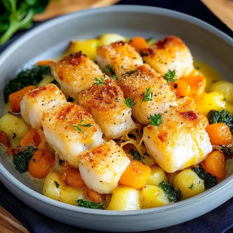 Fischstäbchen Auflauf mit Kartoffeln