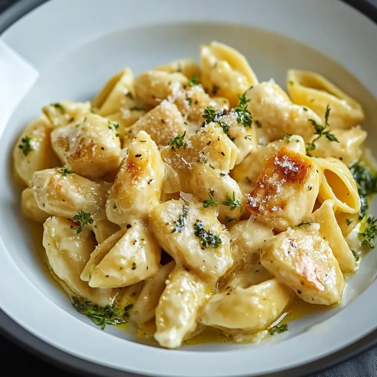 Cremige Hähnchen Brokkoli Pasta