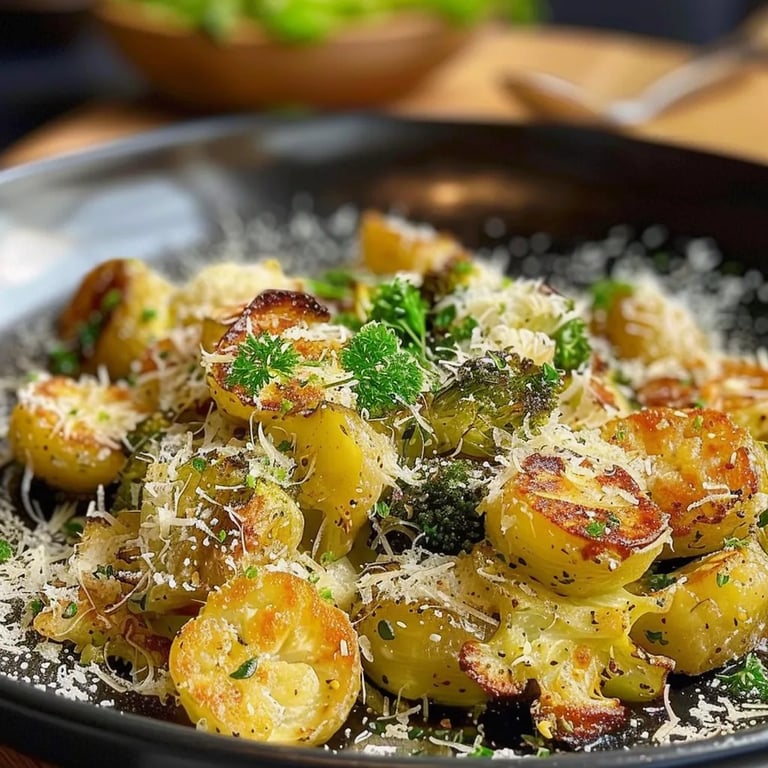 Gebratener Rosenkohl aus der Pfanne mit Parmesan