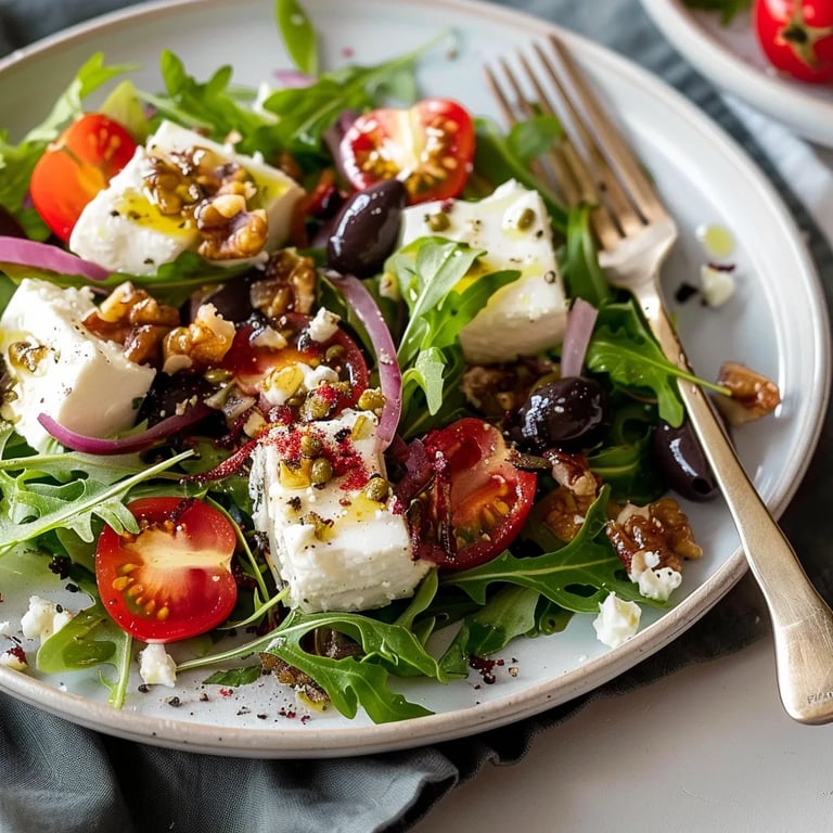 Honig-gratinierter Feta auf Feldsalat