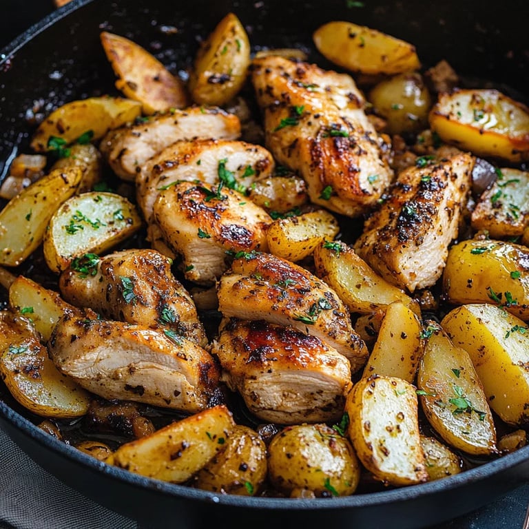 Garlic Butter Chicken and Potatoes Skillet