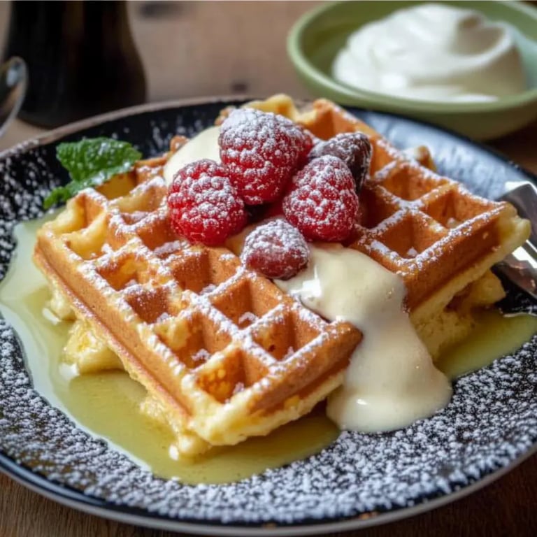 Apfel-Zimt-Waffeln mit Vanillesauce