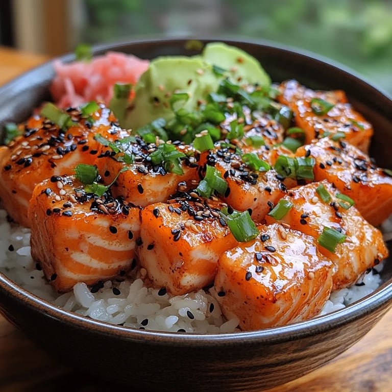 Würzige gebratene Lachsbissen mit Reis: Uma Receita Incrível e Definitiva