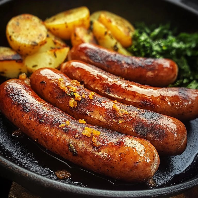 Smoky Pinkelwurst mit Grünkohl & Kartoffeln