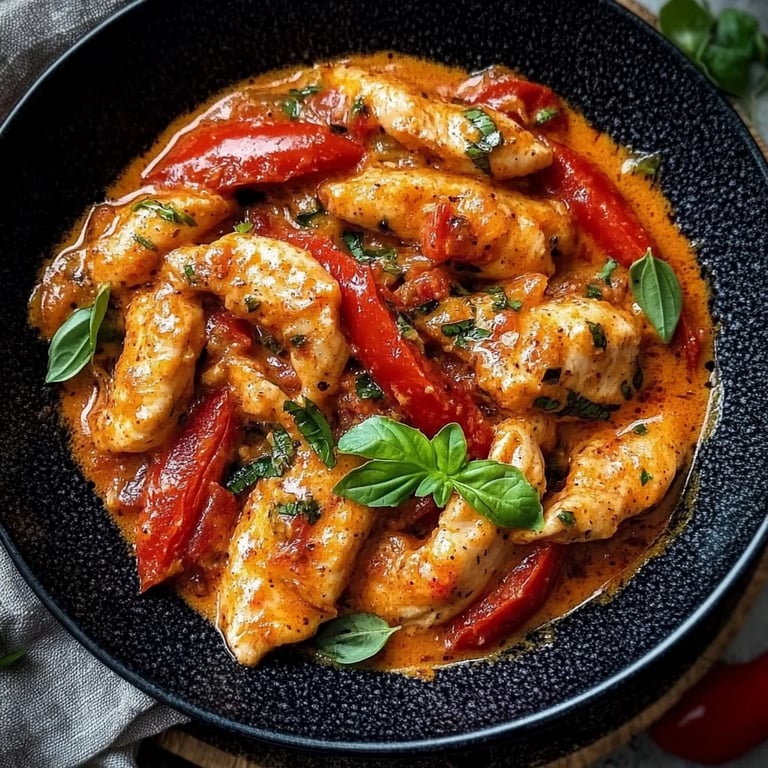 Tomatiges Hähnchen mit Reis