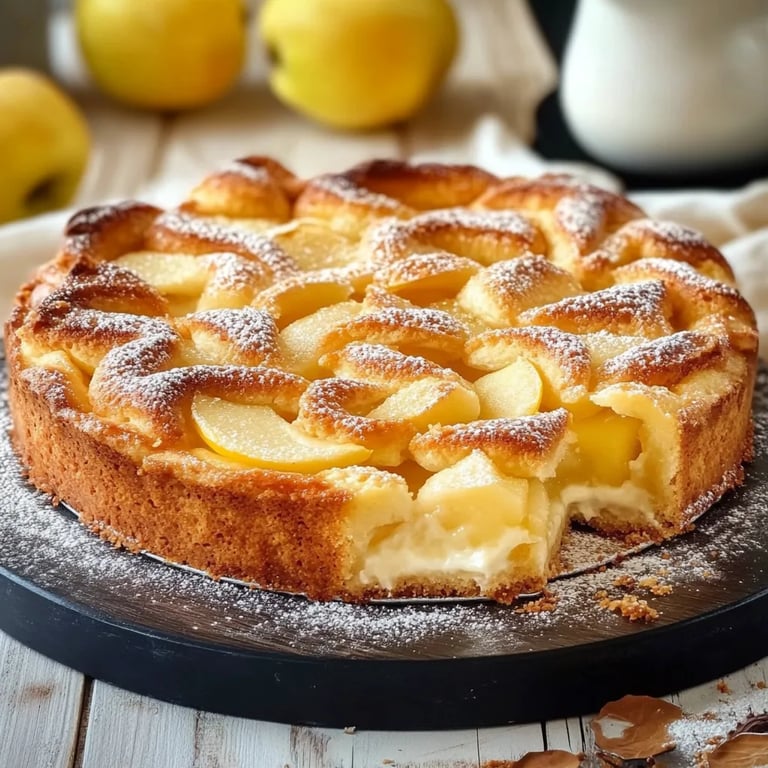 Apfelkuchen mit Vanillepudding