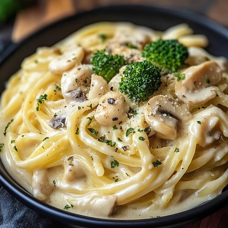 Cremige Hähnchen-Brokkoli-Pasta