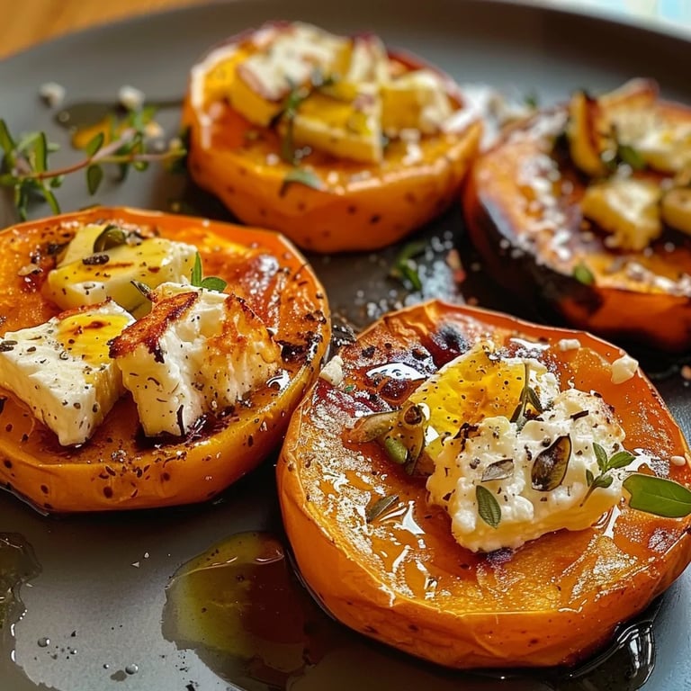 Roasted Sweet Potato Rounds with Honey Feta and Thyme