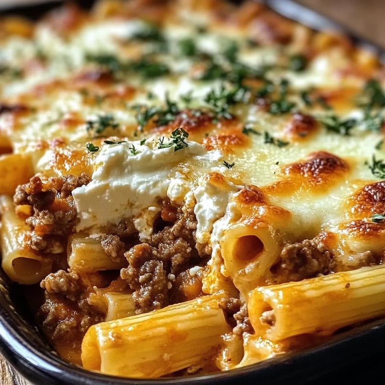 Griechischer Nudel-Auflauf mit Feta und Hackfleisch