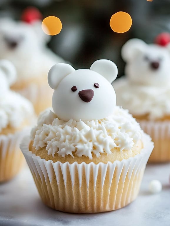 Christmas Polar White Bear Cupcakes