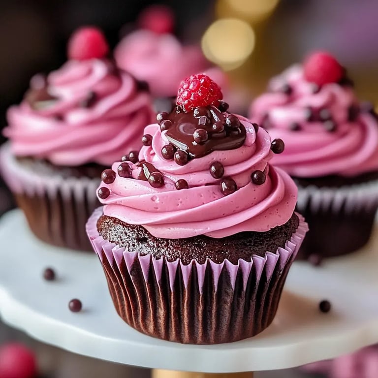 Himmlische Schokoladen-Himbeer-Cupcakes