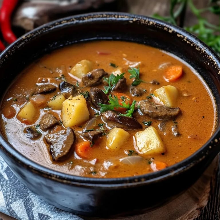 Kräftige Ungarische Gulaschsuppe mit Kartoffeln