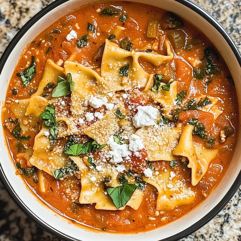 One Pot Vegetarian Lasagna Soup