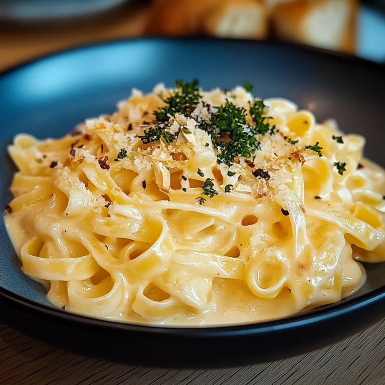 Cremige Nudelpfanne mit Crème fraîche