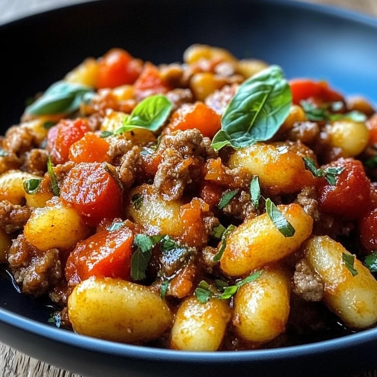 Gnocchi-Pfanne mit Hackfleisch und Paprika