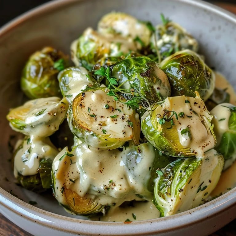 Rosenkohl in Frischkäse-Senfsauce