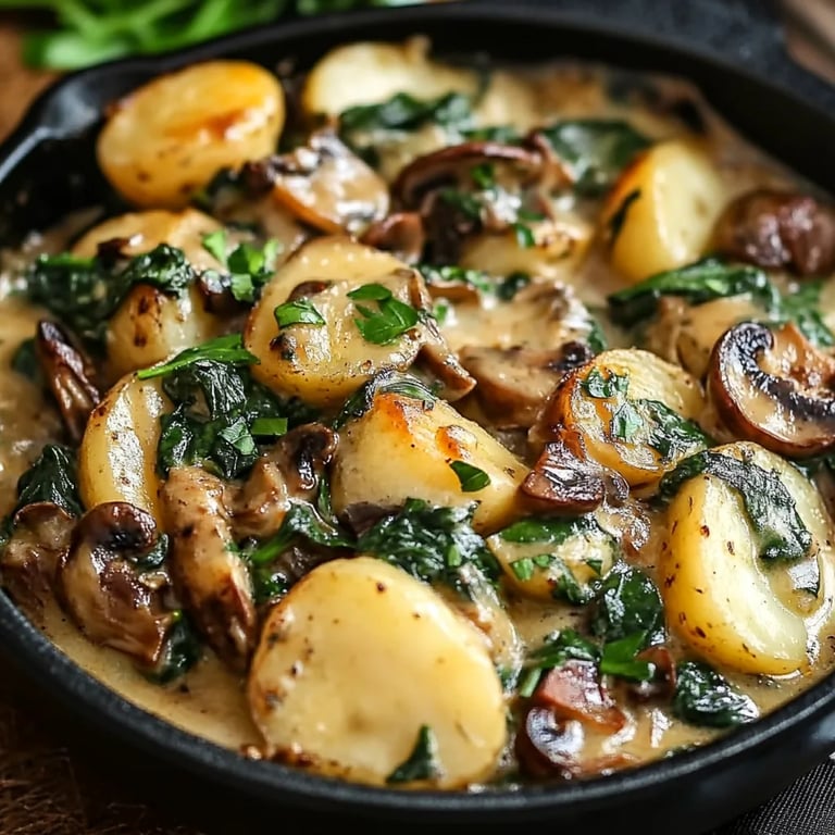 Potatoes with Mushroom Spinach