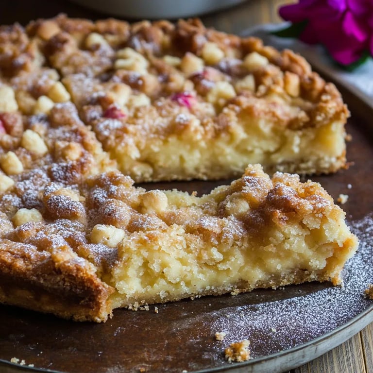 Saftiger schlesischer Streuselkuchen mit Sahneguss