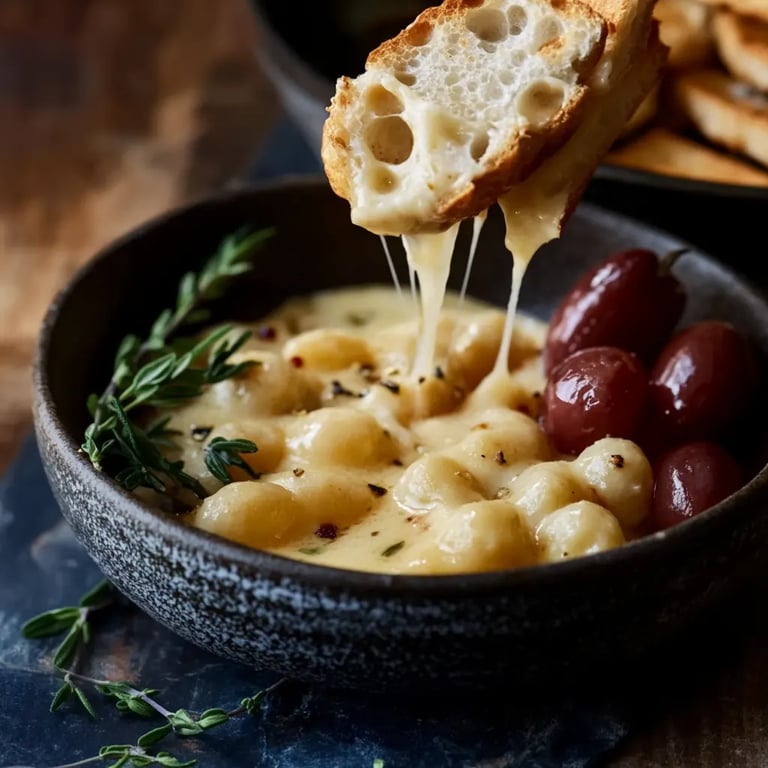 Zwitserse kaasfondue met een Italiaanse twist