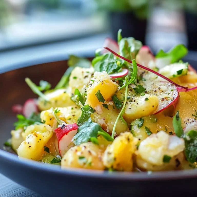 Kartoffelsalat mit Brühe, Essig & Öl