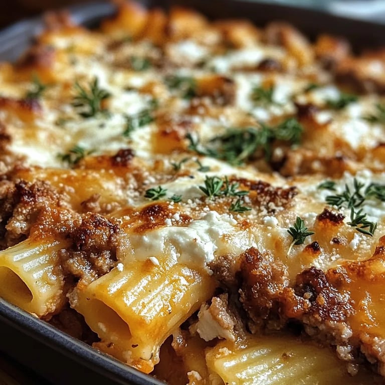 Griechischer Nudel-Auflauf mit Feta und Hackfleisch