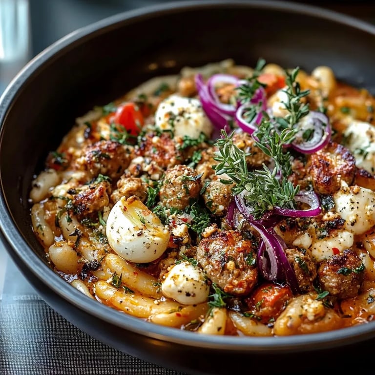 Griechische Kritharaki-Pfanne