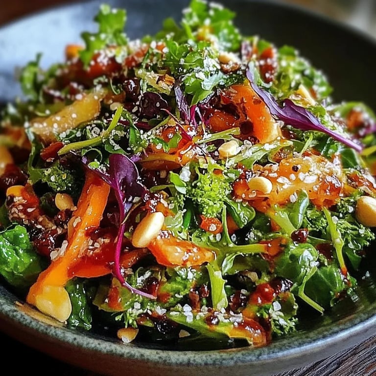 Grünkohlsalat mit Chili Mandel Dressing