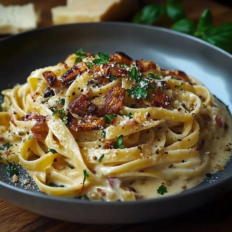 Pasta mit Pfifferlingsoße Bandnudeln