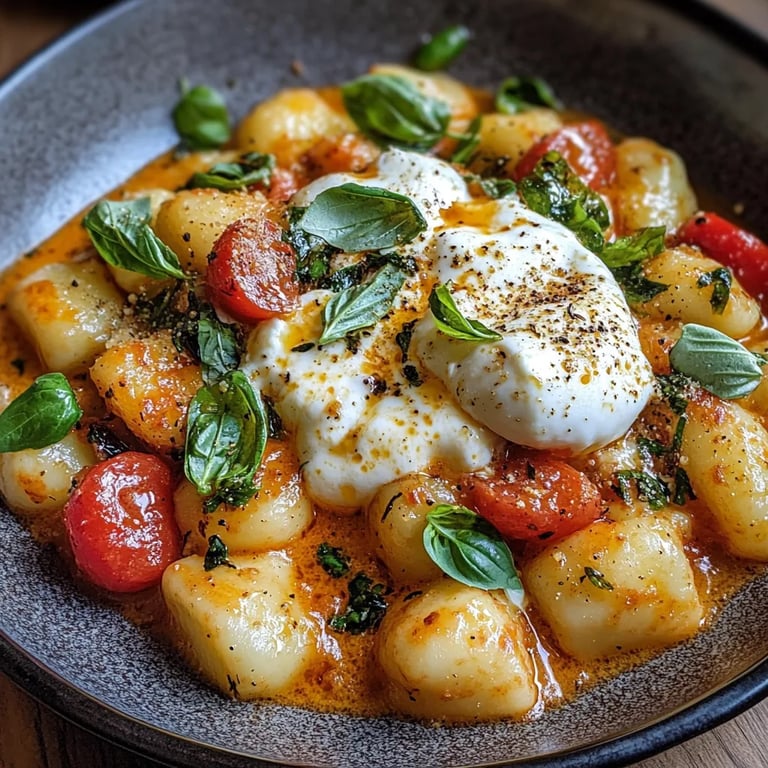 Cremige Tomaten-Gnocchi mit Burrata