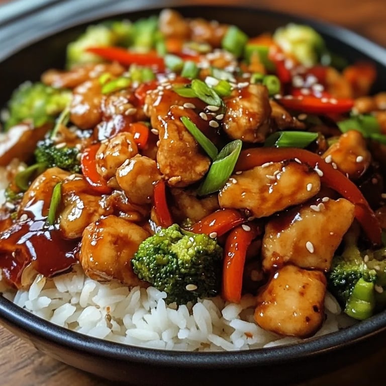 Chinesische Hähnchenpfanne mit Reis