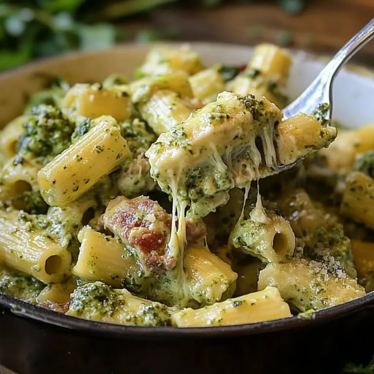 Cremiger Pesto-Hähnchen- und Brokkoli-Pasta-Auflauf