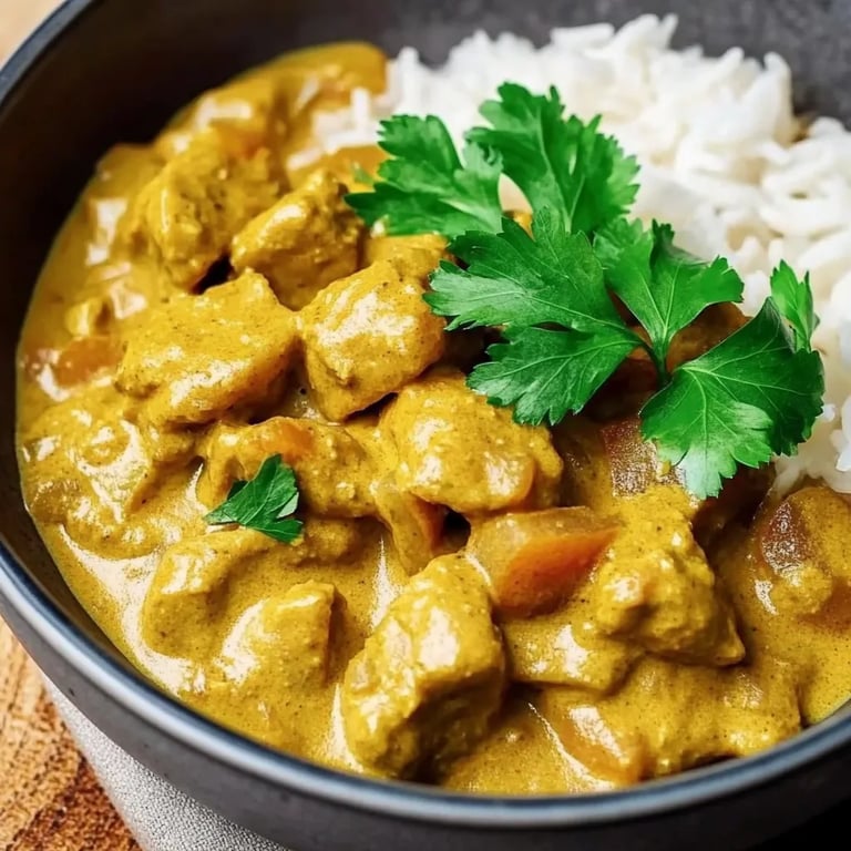 Curry-Geschnetzeltes mit Reis