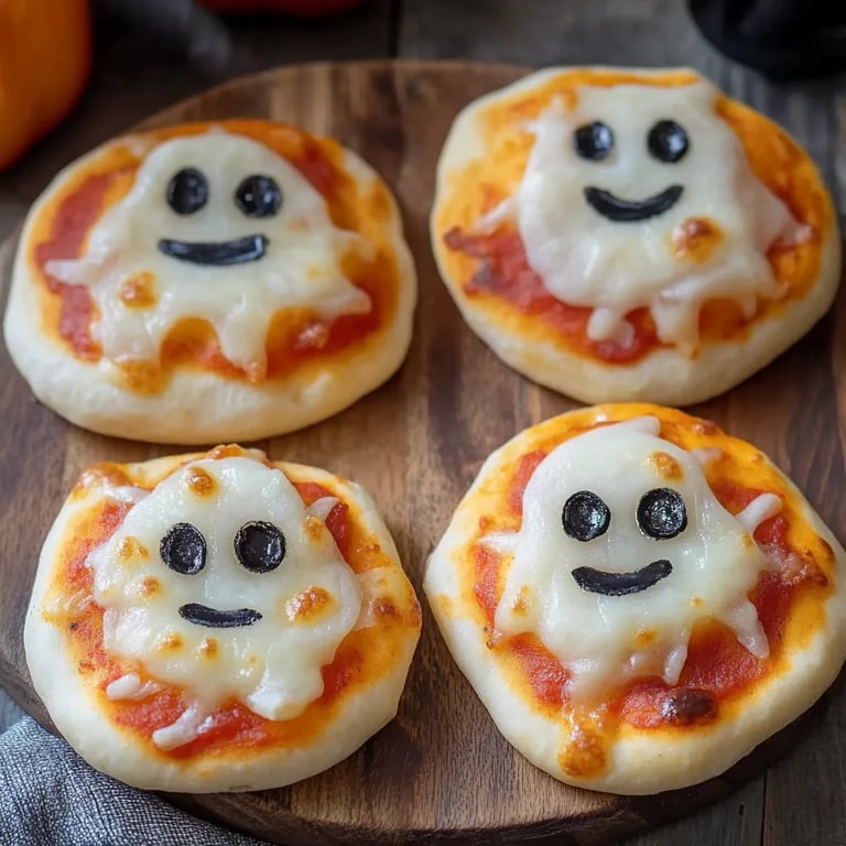 Adorable Mini Ghost Pizzas