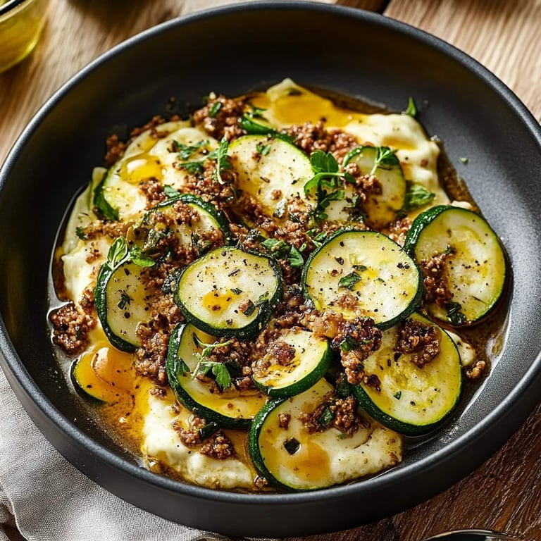 Gesundes Zucchini-Rindfleisch-Pfannengericht