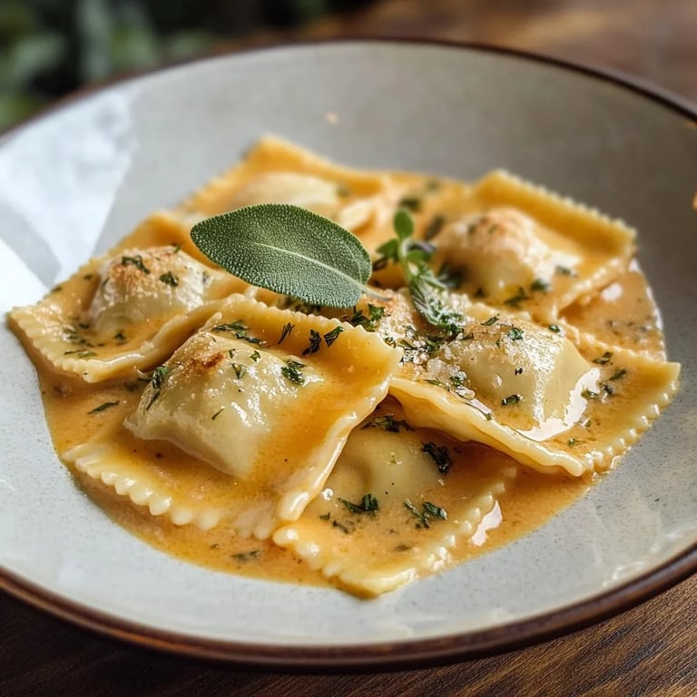 Pumpkin Ravioli w/ Brown Butter Sage