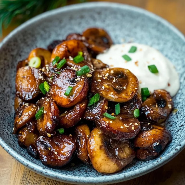 Gebratene Champignons mit Knoblauch Dip