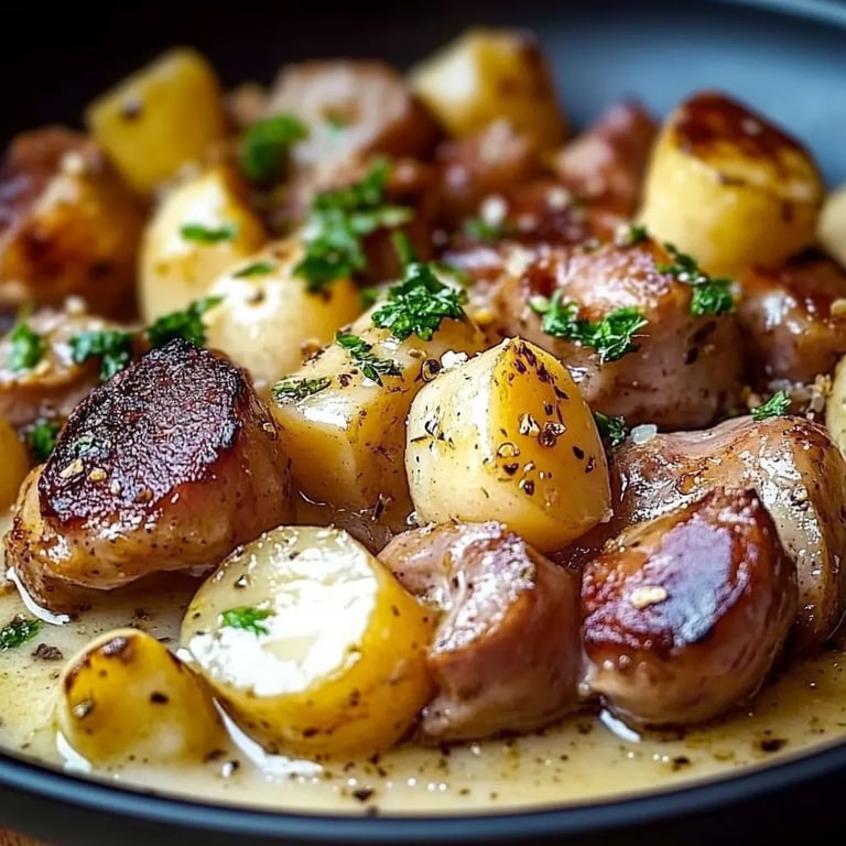 Kartoffeln mit Knoblauch-Sahnesauce