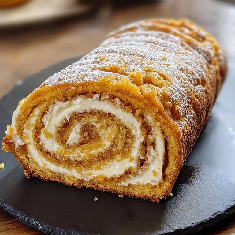 Creamy Pumpkin Spice Roll Cake