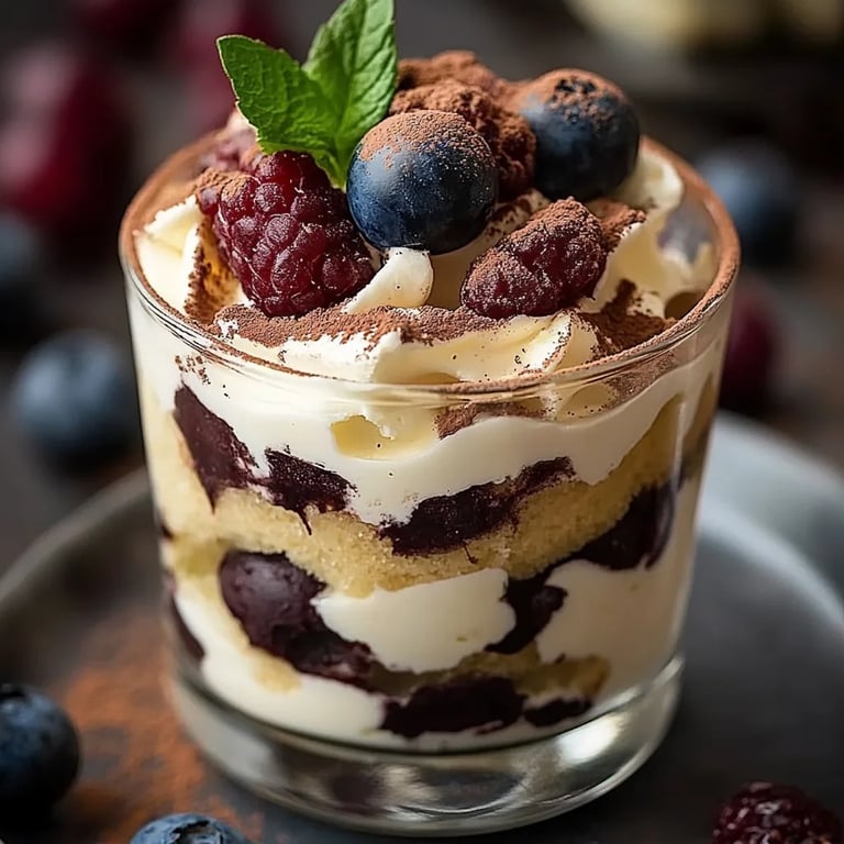 Blaubeer Tiramisu im Glas ohne Ei & Alkohol