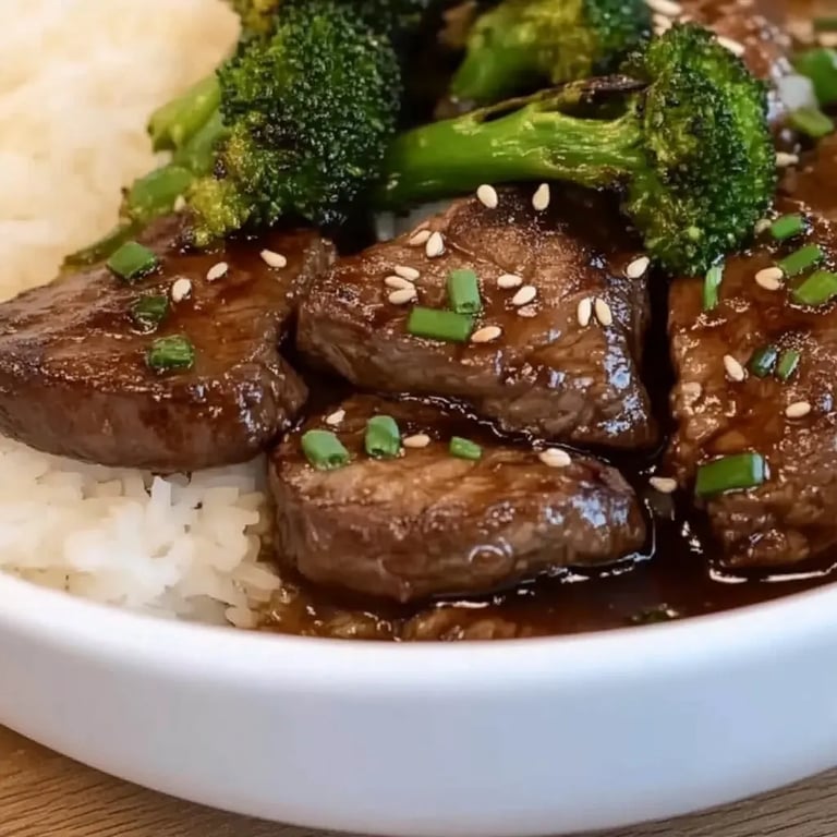 Rindfleisch mit Brokkoli aus einer Pfanne