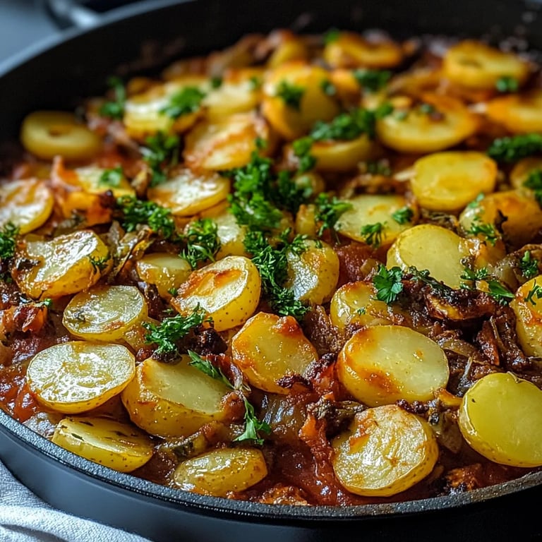 Würzige Kartoffel-Rosenkohl-Pfanne